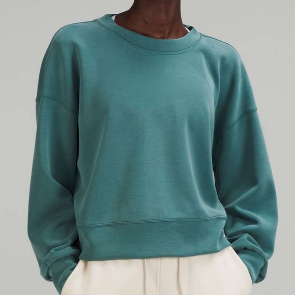 Lululemon Perfectly Oversized Cropped Crew Softstreme Green Jasper 6 - Picture 1 of 8